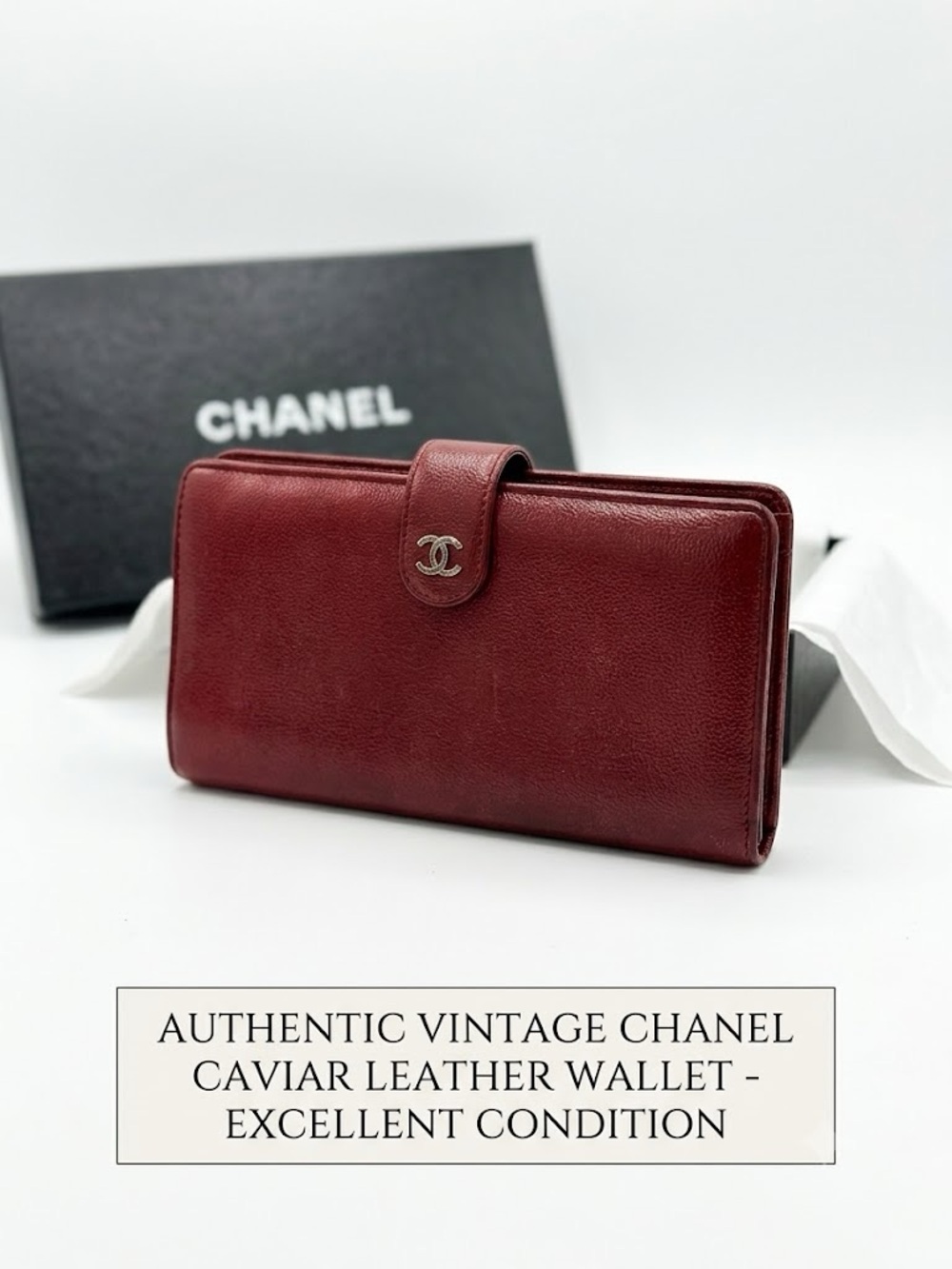 🖤 Authentic Vintage Chanel Caviar Leather organizer wallet🖤